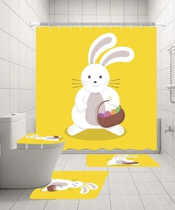 Easter Rabbit Flowers Animals Print Shower Curtain for an Adorable and Festive Bathroom