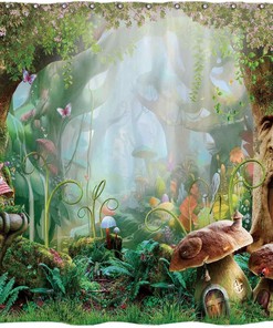 Enchanted Forest Fairy Tale Shower Curtain Spring Bathroom Decor