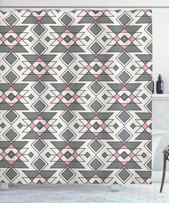 Ethnic Geometric Aztec Print Abstract Shower Curtain for Boho Bathroom Decor