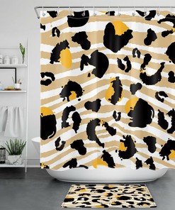Exotic Geometric Pattern Abstract Leopard Print Shower Curtain for Unique Bathroom Decor