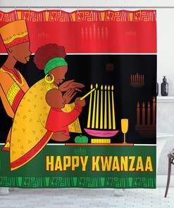 Family Celebration African American Shower Curtain - Extra Long Fabric Bath Decor