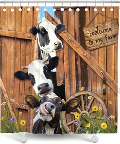 Farm Cow Shower Curtain by DESIHOM for Rustic Bathroom Decor