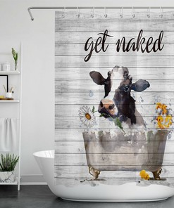 Farmhouse Cow and Daisy Get Naked Shower Curtain for a Charming Bathroom