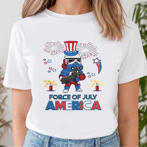 Feel the Force of July on Darth Vader America Shirt, Perfect for Star Wars Fans on 4th Of July - Image 3