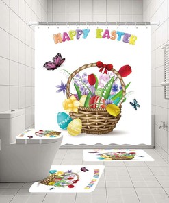 Flower Basket Easter Rabbit Shower Curtain for a Festive and Spring-Inspired Bathroom