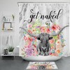 Flower Highland Cow Shower Curtain for Cute Bathroom Decor
