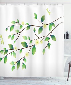 Flower and Dragonflies Shower Curtain for Bathroom - Animal Print