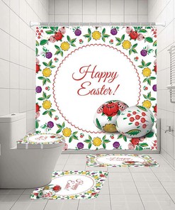 Flowers Easter Eggs Rabbit Shower Curtain for a Festive and Spring-Inspired Bathroom