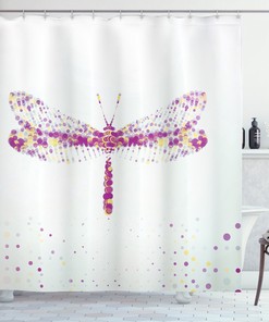 Flying Dragonfly Art Printed Shower Curtain for Nature-inspired Bathroom