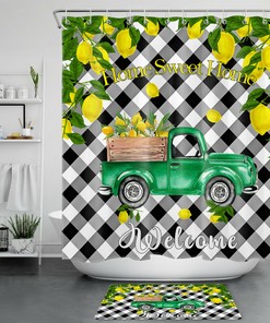 Fresh Lemons Farmers Market Shower Curtain for Modern Farmhouse Bathroom Decor