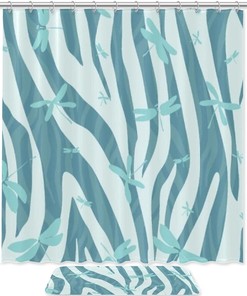 Fresh and Colorful Shower Curtain with Bamboo Leaf Silhouette in Waterproof Fabric