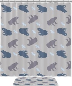 Frog and Dragonfly Waterproof Shower Curtain for Nature Bathroom Decor