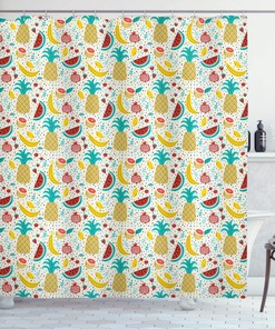 Fruits Abstract Graphic Shower Curtain for Kitchen and Bathroom Decor