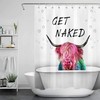 Funny Animal Get Naked Shower Curtain, Highland Cow Bathroom Decor
