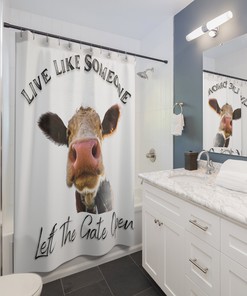Funny Black and White Cow Shower Curtain for Farmhouse Bathroom Decor