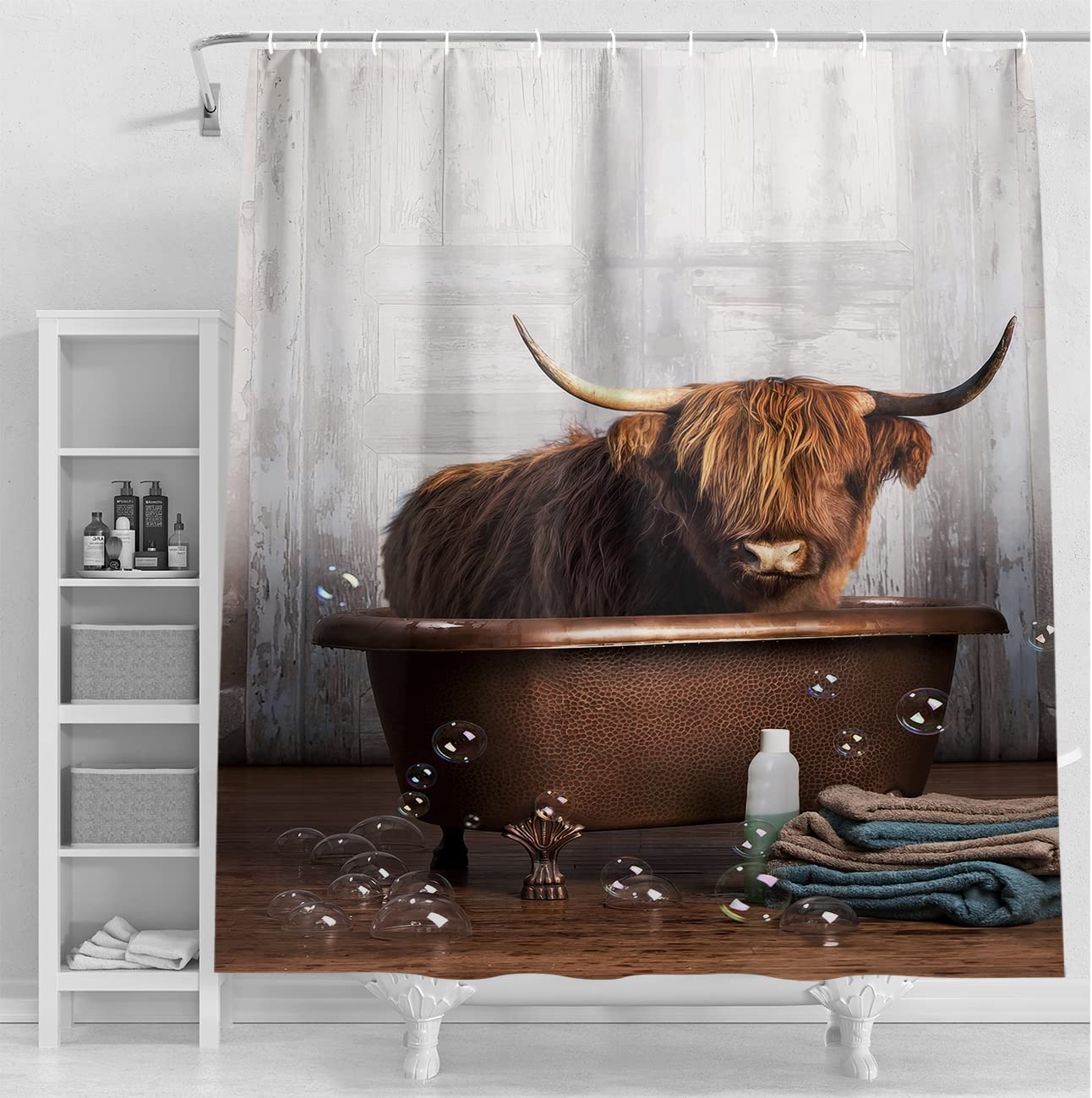 Funny Cow Cartoon Shower Curtain - Cute Animal Bathroom Decor