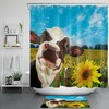 Funny Cow Shower Curtain with Sunflower Field for a Farmhouse Bathroom Decor