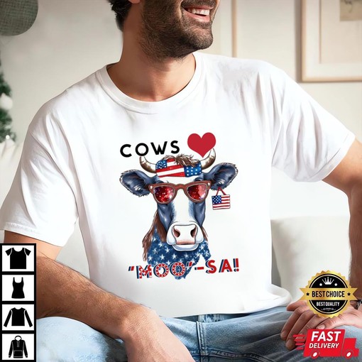 Funny Cows 4th Of July Shirt for Farm Lovers - Image 2