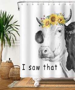 Funny Farm Cow Sunflower Shower Curtain - Bathroom Decor