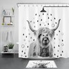Funny Grey Highland Cow Shower Curtain, Country Style Bathroom Decor