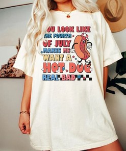 Funny Hot Dog 4th of July T-Shirt - Celebrate the Holiday with a Chuckle and a Craving