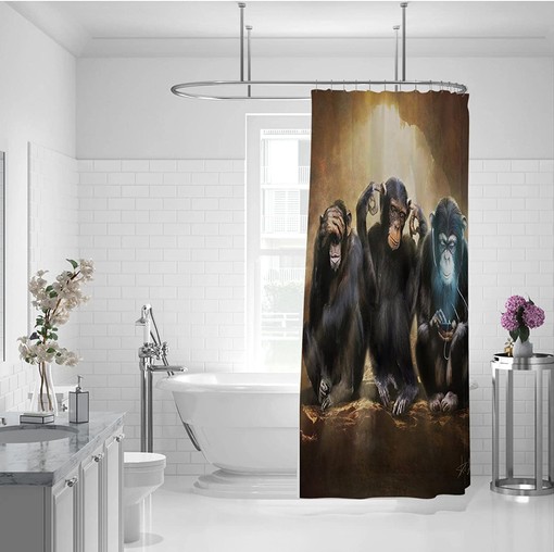 Funny Monkey Shower Curtain for Kids Bathroom Accessories by Bywoo Decor - Image 2