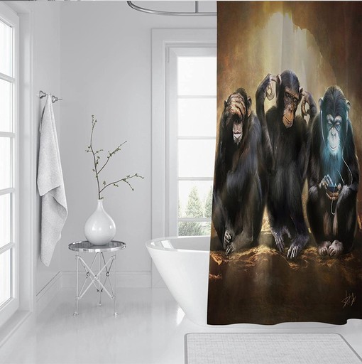 Funny Monkey Shower Curtain for Kids Bathroom Accessories by Bywoo Decor - Image 3