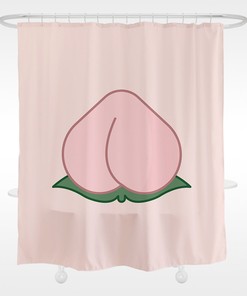 Funny Peach Pink Shower Curtain for Fruity Bathroom Decor