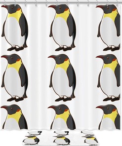 Funny Waterproof Penguin Shower Curtain for Kids Bathroom