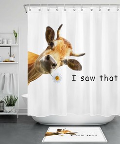 Funny White Cow Wild Animals Bath Accessory - Highland Shower Curtain