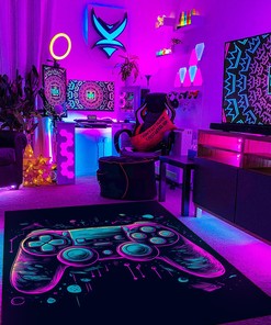 Game Controller Area Rugs for Game Room or Bedroom, Teen Boys' Gaming Carpet, Shufflezone Gaming Rugs for Boys' Room