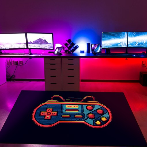 Game Room Themed Area Rugs - Personalized Gaming Rug for Boys Room - Controller Design Carpet in Full Sizes M18 - Image 2