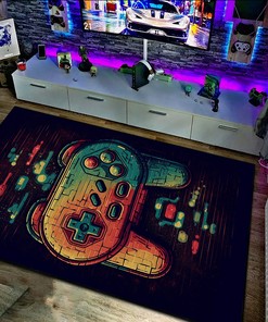 Game Room or Bedroom Gaming Rugs, Teen Boys' Bedroom, Game Controller Design, Full Size