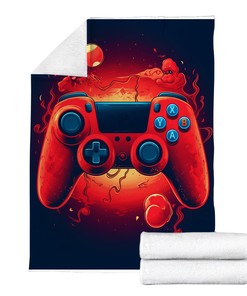 Gaming Blankets for Boys who Love Video Games - Personalized Sherpa Fleece Blanket for Bedroom - DT17