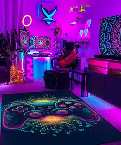 Gaming Rugs for Gaming Room or Bedroom, Teen Boys' Bedroom, Game Controller Design, Full Size