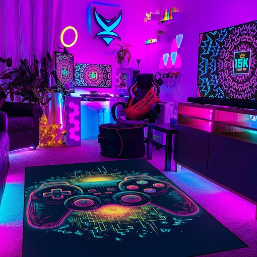 Gaming Rugs for Gaming Room or Bedroom, Teen Boys' Bedroom, Game Controller Design, Full Size