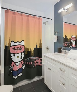 Gangster Hello Kitty Shower Curtain, Stylish Bathroom Decor