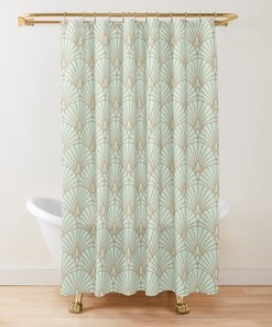 Geometric Fan Pattern Shower Curtain - Art Deco Elegant Design Bathroom Decor