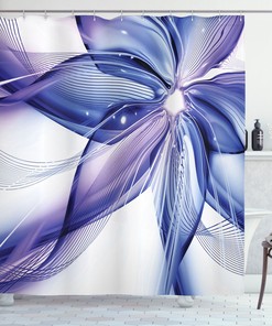 Geometric Flowers Print Abstract Shower Curtain for Colorful Bathroom Decor
