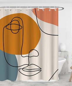 Geometric Line Art Shower Curtain for Modern Bathroom Decor