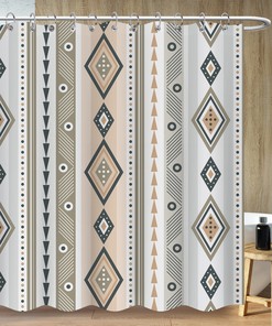 Geometric Pattern Shower Curtain for Minimalist Bathroom Decor, Bohemia Art Style - Home Decor