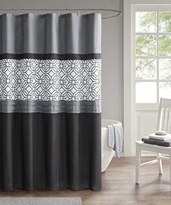 Geometric Textured Shower Curtain Set for Elegant Bathroom Decor