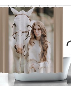 Girl and Her Horse Shower Curtain Equestrian Bathroom Decor