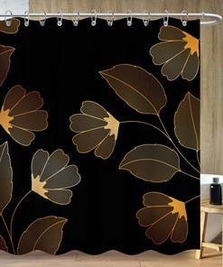 Golden Leaves Shower Curtain with Vintage Medieval Design, Perfect for Bathtub Decor - Bathroom Curtain