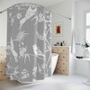 Gray Shower Curtain with Charming White Birds Decoration