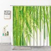 Green Bamboo Printing Shower Curtain - Natural Scenery Plant Bath Curtain for Tropical Bathroom Decor
