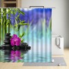 Green Bamboo Shower Curtain - Natural Scenery Plant Bath Curtain for Zen Bathroom Decor