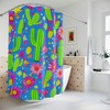 Green Cactus Flower Shower Curtain - Floral and Nautical Shower Curtain for Botanical Bathroom Decor