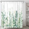 Green Watercolor Eucalyptus Plant Leaves Shower Curtain - Botanical Bathroom Decor