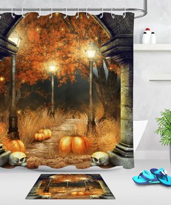 Halloween Autumn Trees Skull Shower Curtain for a Spooky and Atmospheric Bathroom Decor